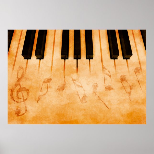 Abstract music background - Keyboard and musical n Poster (Front)