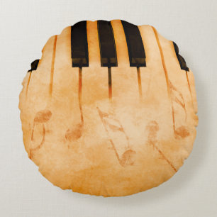 Abstract music background - Keyboard and musical n Round Cushion
