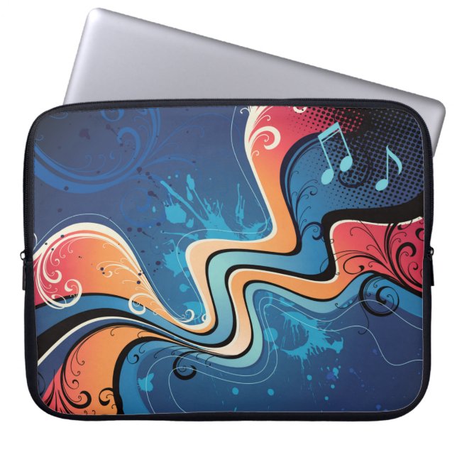 Abstract Music Background Laptop Sleeve (Front)