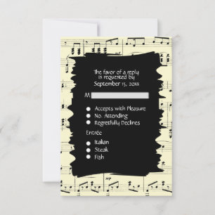 Abstract Music Black and Yellow RSVP w Menu Choice