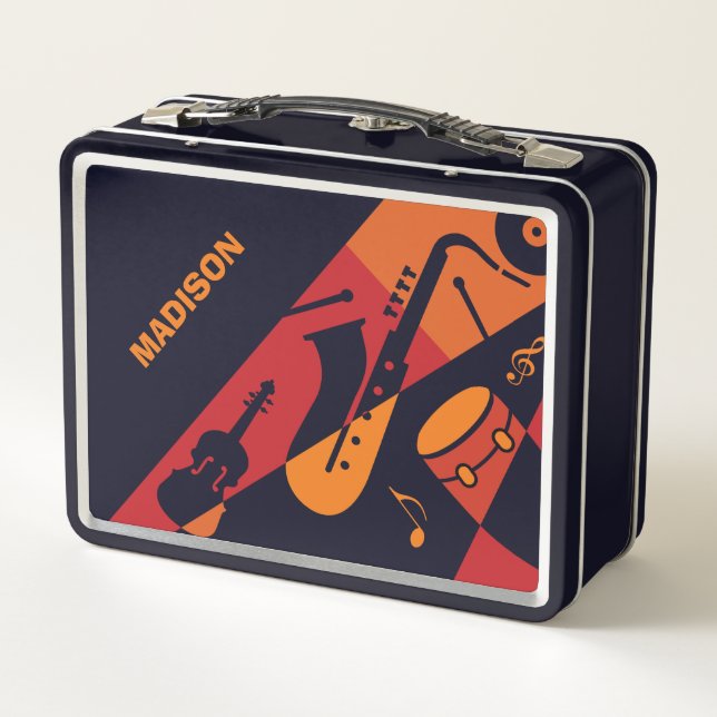 Abstract Music custom name lunch boxes (Back)