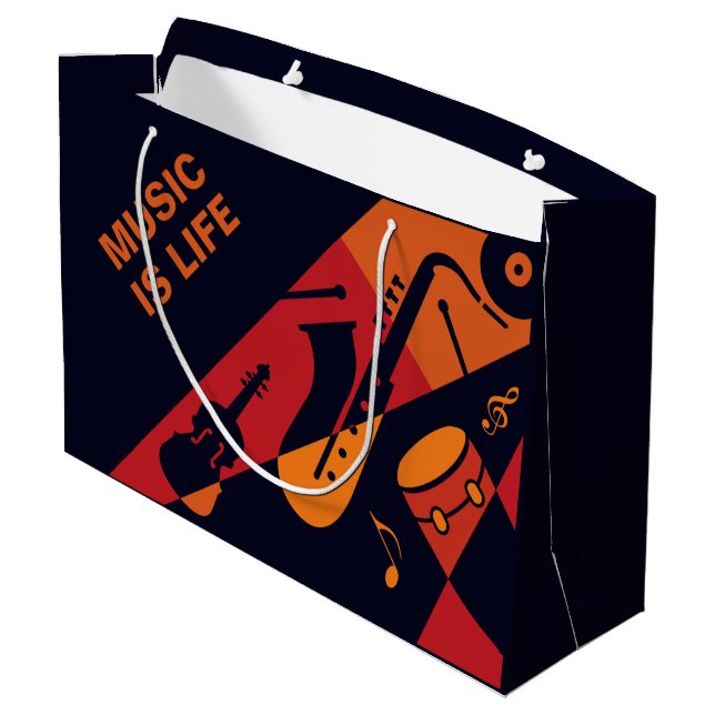 Abstract Music custom text large gift bag (Back Angled)