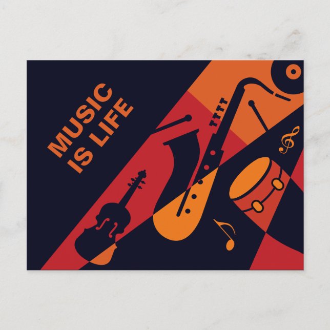 Abstract Music custom text postcard (Front)
