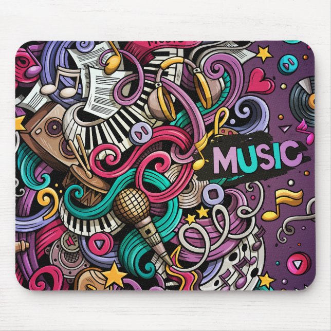 Abstract Music design pattern Mouse Pad (Front)
