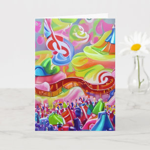 Abstract Music Festival Colourful Hippie Birthday Card