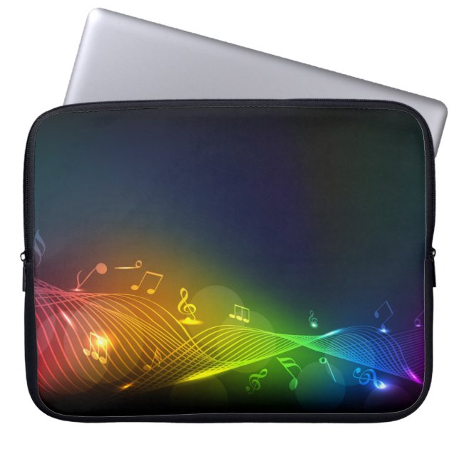 Abstract Music Notes Background Laptop Sleeve (Front)