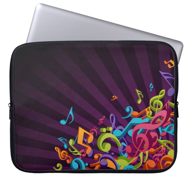 Abstract Music Notes Background Laptop Sleeve (Front)