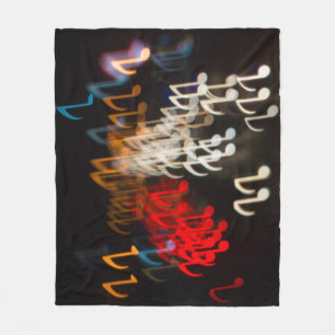 Abstract music notes: lights bokeh background fleece blanket