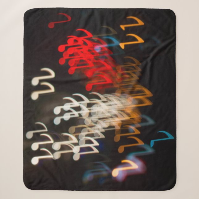Abstract music notes: lights bokeh background sherpa blanket (Front)
