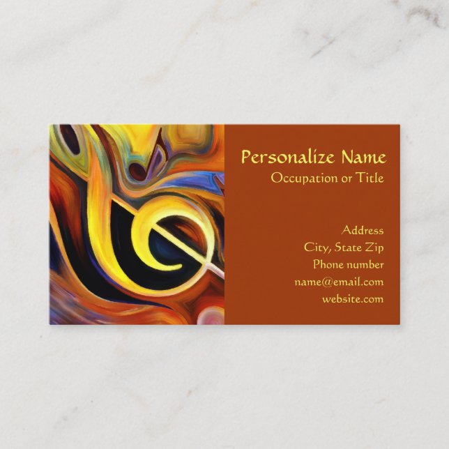 Abstract Music Notes Musician Business Card (Front)
