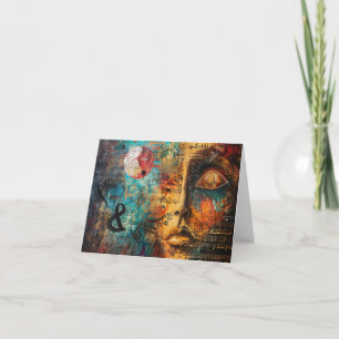 Abstract Music Score Digital Art Card
