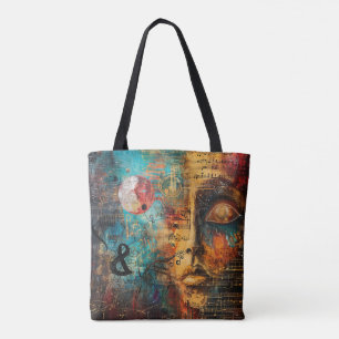Abstract Musical Score Digital Art Tote Bag