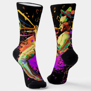 Abstract Musician Playing Trumpet Socks