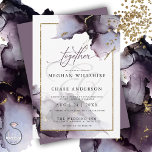 Abstract Muted Amethyst Heather Purple Wedding Invitation<br><div class="desc">Wedding Invitation | Abstract Muted Amethyst Heather Purple wedding motif. Details highlighted by a thin gold frame that allows part of the watercolor design on top showing full colours and part of it behind showing a misty veil of colour - Moody and ethereal , this beautiful hand painted watercolor illustration...</div>