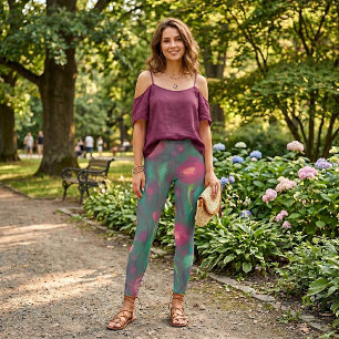 Abstract muted red roses leggings