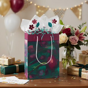 Abstract muted red roses medium gift bag