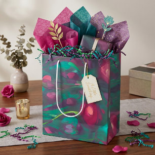 Abstract muted red roses medium gift bag