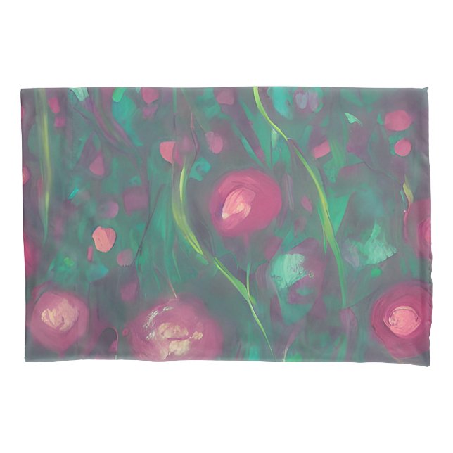 Abstract muted red roses  pillowcase (Front)