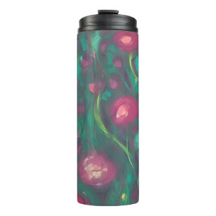 Abstract muted red roses thermal tumbler