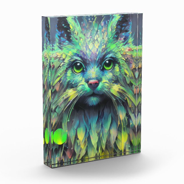 Abstract Mystical Cat Fantasy Art Photo Block (Left)