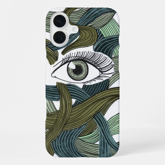 Abstract Mystical Eye Graphic iPhone 16 Plus Case (Back)