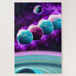 Abstract Mystical Purple and Turquoise Universe  Jigsaw Puzzle