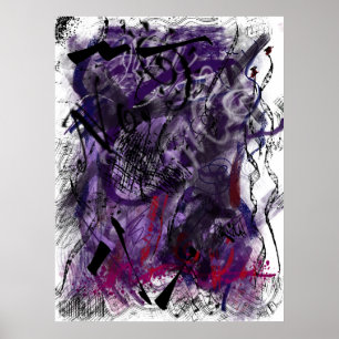 Abstract Mystical Purple Brush Strokes Wall Art   