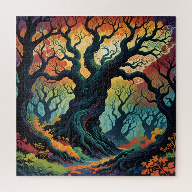 Abstract Mystical Trees Jigsaw Puzzle (Vertical)