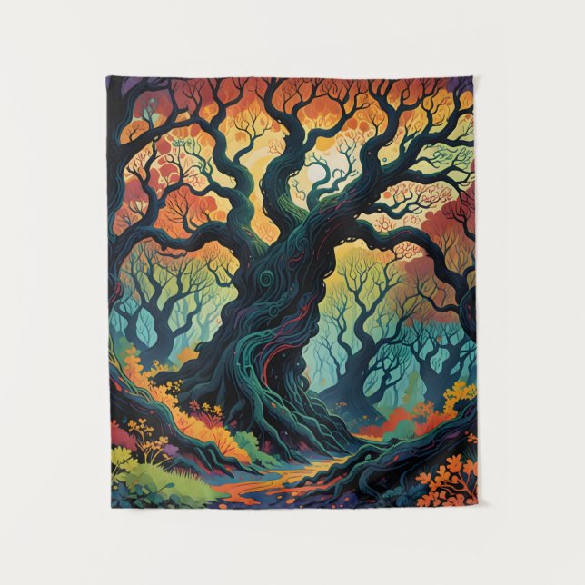 Abstract Mystical Trees Tapestry (Front)