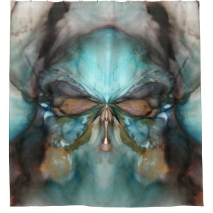 Abstract Native American Viking Mask Skull Shower Curtain