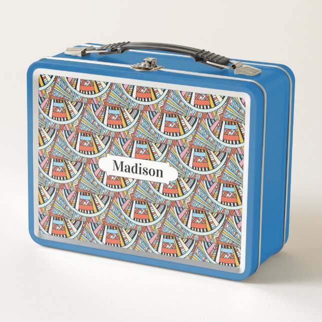 Abstract Native Pattern custom name lunch boxes (Front)