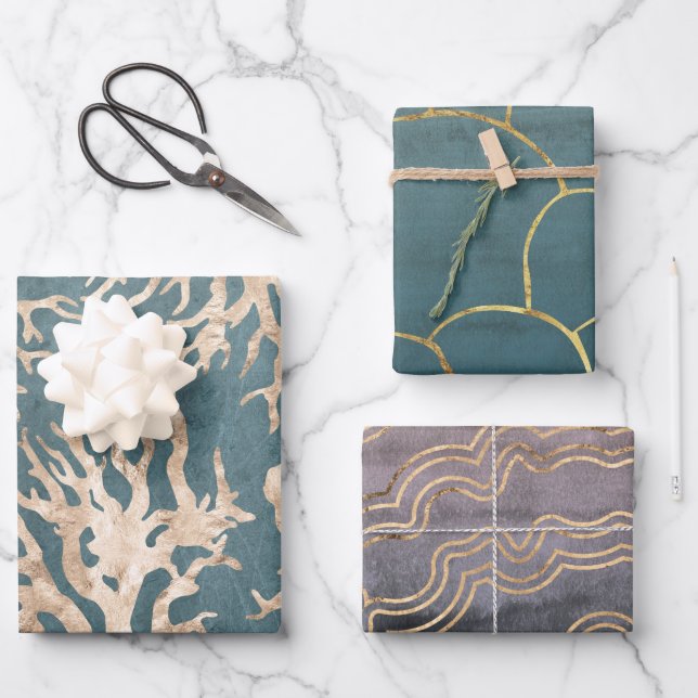 Abstract Natural Patterns Wrapping Paper Sheet (Front)