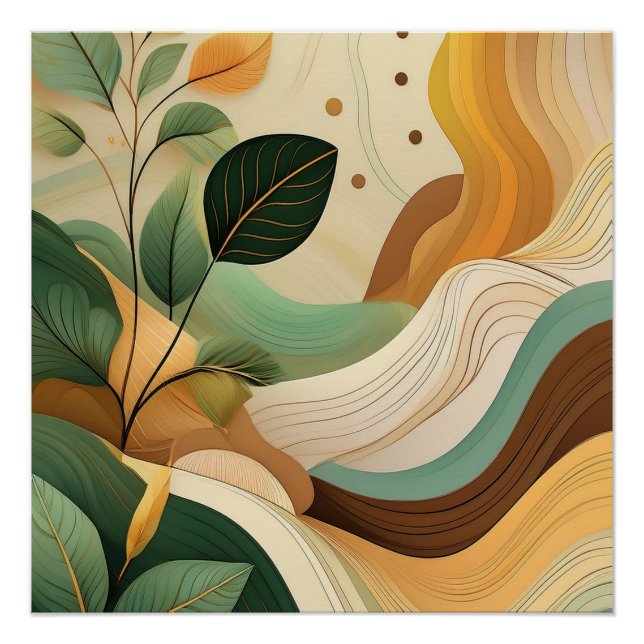Abstract Nature Art – Organic Leaves and Flow Poster (Front)