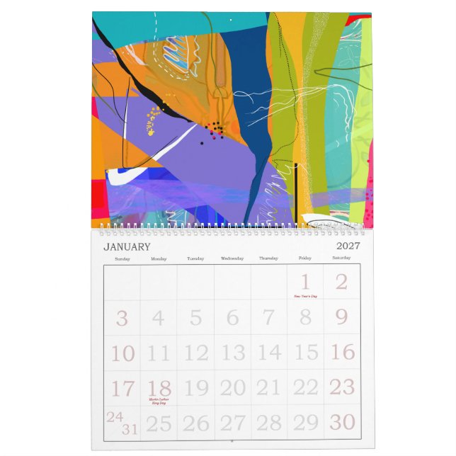 Abstract Nature Calendar (Jan 2027)