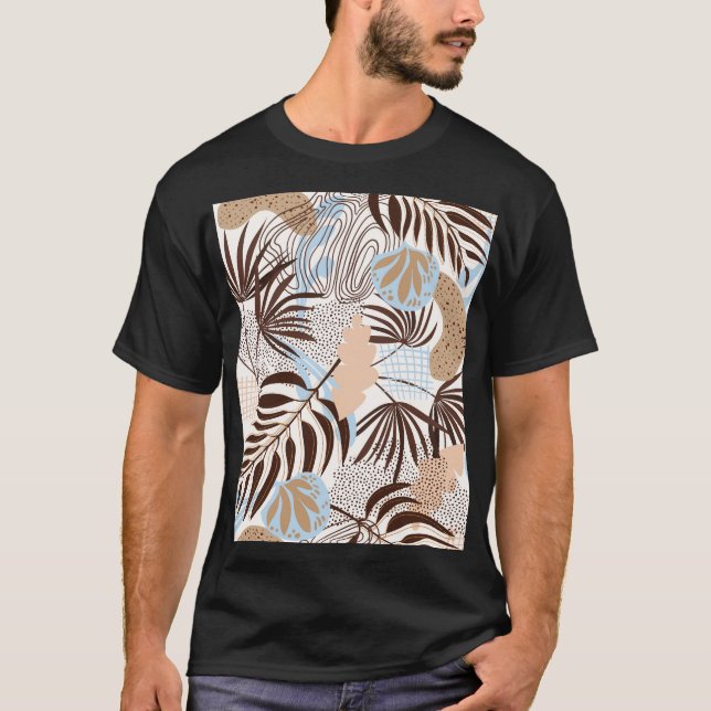 Abstract Nature Exotic Plants Pattern T-Shirt (Front)