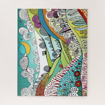 Abstract Nature Line Art Doodle of the Countryside