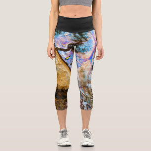 abstract nature still water capri leggings