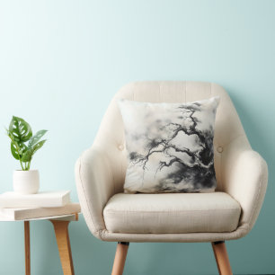 Abstract Nature Tree Ink Painting Cushion