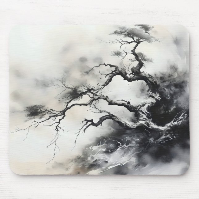Abstract Nature Tree Ink Painting Mouse Pad (Front)
