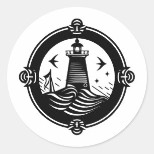 Abstract Nautical: A Minimalist Approach Classic Round Sticker
