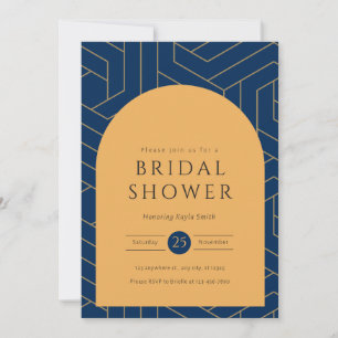 Abstract Navy and Mustard Bridal Shower  Invitation