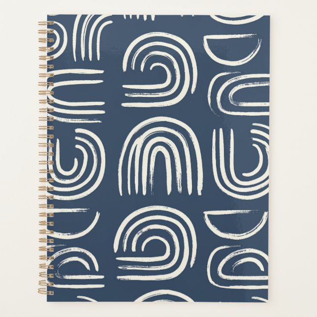 Abstract Navy Blue Abstract Arc Notebook | Modern  Planner (Front)