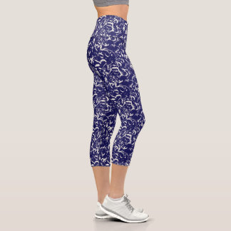 Abstract Navy Blue Capris