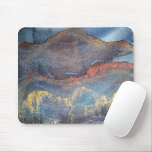 Abstract Navy Blue Gold Watercolor Elegant Modern Mouse Pad