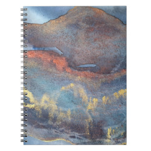 Abstract Navy Blue Gold Watercolor Elegant Modern Notebook
