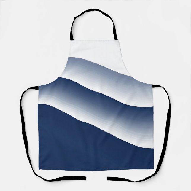 Abstract Navy Blue Ocean Waves Apron (Front)