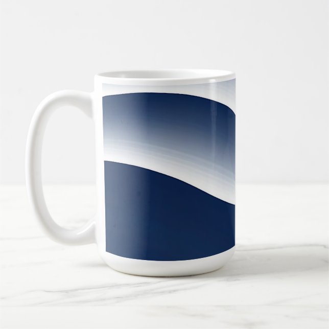 Abstract Navy Blue Ocean Waves Coffee Mug (Left)