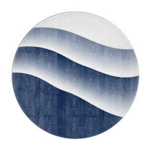 Abstract Navy Blue Ocean Waves Cutting Board