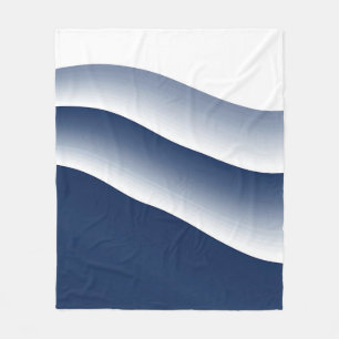 Abstract Navy Blue Ocean Waves Fleece Blanket