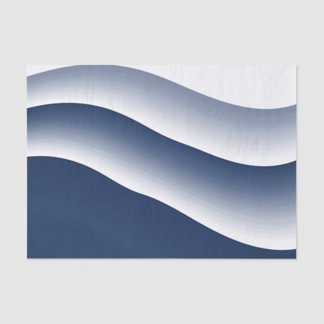 Abstract Navy Blue Ocean Waves Tissue Paper (Front)